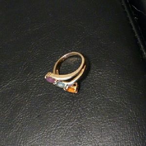 Multi gemstone 14 karat gold ring