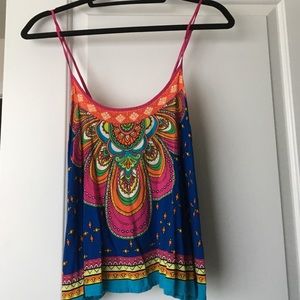 colorful, printed vestique top!