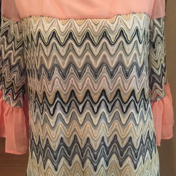 Auditions peach block color & chevron print Dress - Picture 2 of 4