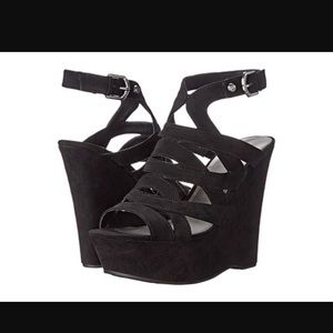 GUESS black suede wedges ! NEW
