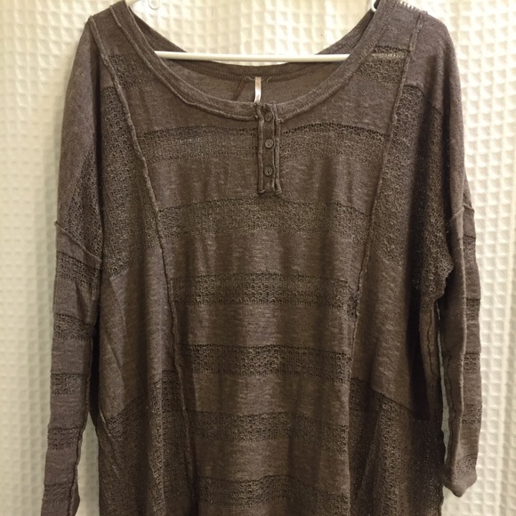 Free People Sweaters - Free People brown sheer 3/4 sleeve tunic sweater