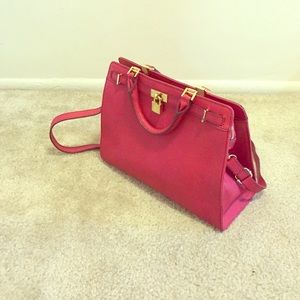 Bright red leather Morgan bag