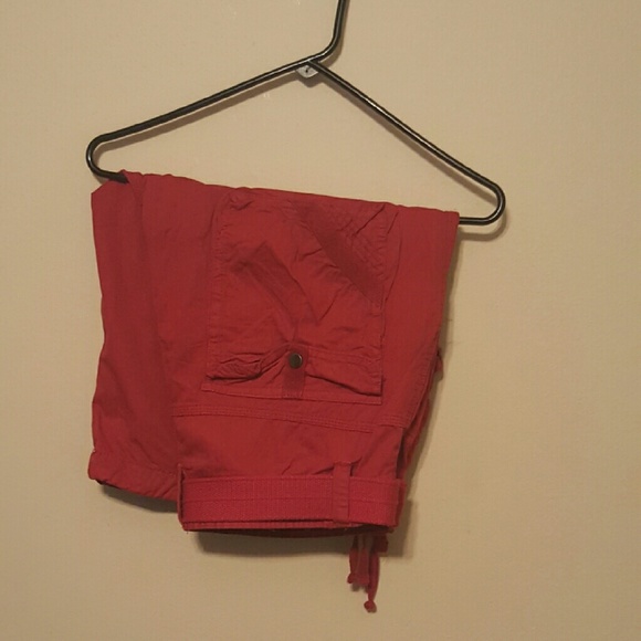 Mens red cargo shorts