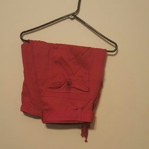 Mens red cargo shorts