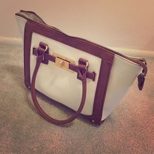 Aldo brown and white leather shopper bag