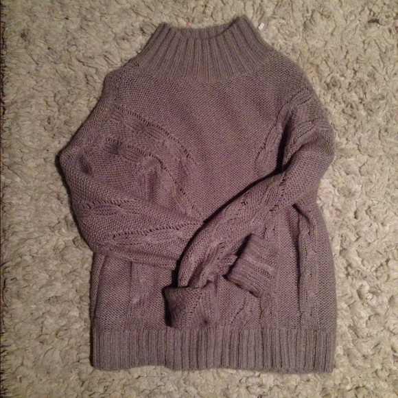 Comfortable grey knit turtleneck sweater