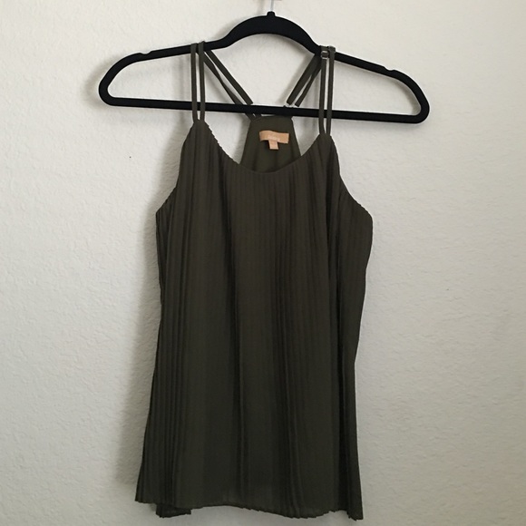 Olive green pleated top