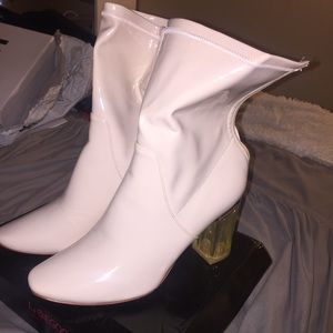Ego U.K. Nude Patent Clear Perspex Heel Boots