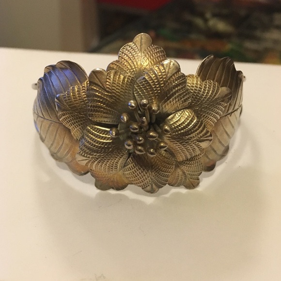 Sterling silver floral cuff bracelet