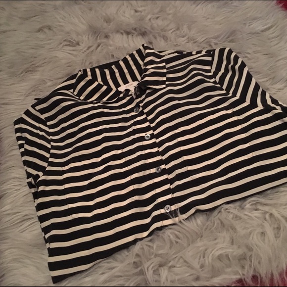 J. Crew Black and White Striped Shirt