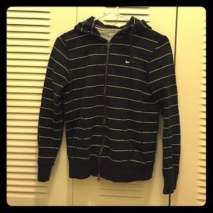 Nike black and white stripe hoodie zip up