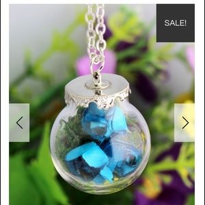 Silver Plated Real Flower in a Glass Necklace