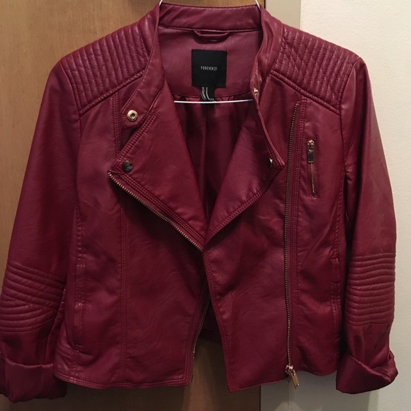 Forever 21 Red Faux Leather Jacket