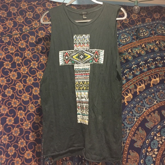 Cross detail muscle tee