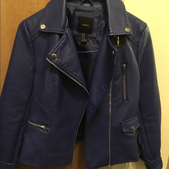 Forever 21 Royal Blue Faux Leather Jacket