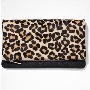 Express Leopard Foldover Clutch