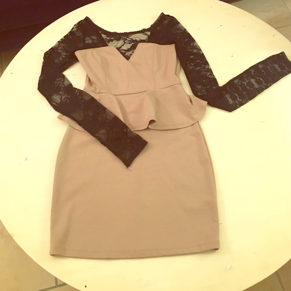 Lace Sleeved Peplum Dress