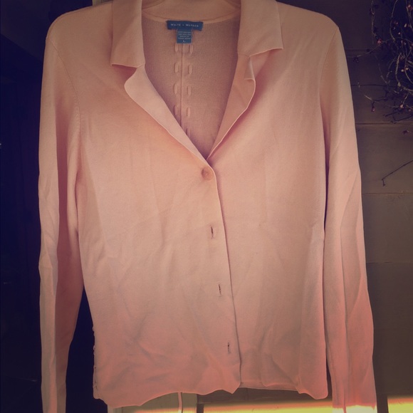 White + Warren Large Pink Cardigan Button Up