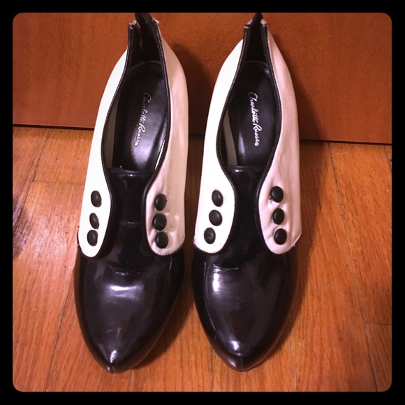 Black and white tuxedo heels