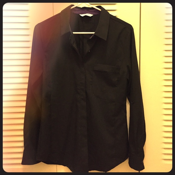Black blouse with purple and back detail