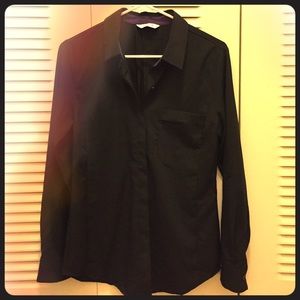 Black blouse with purple and back detail