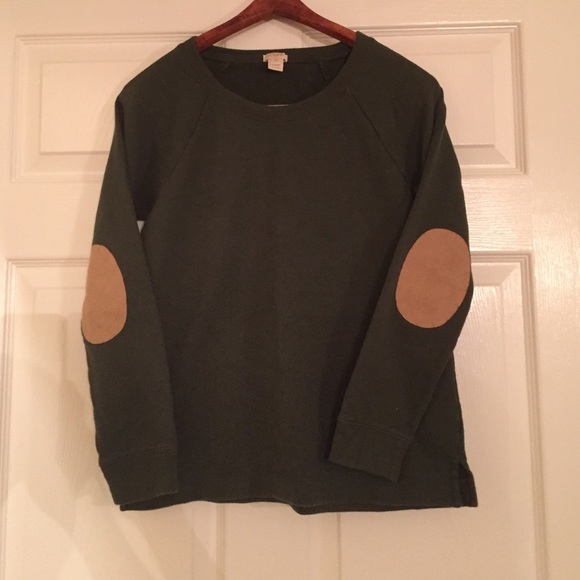 JCrew sweat shirt material top with elbow patches
