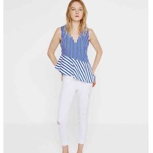 NWT Zara Stripe Peplum Top M + L
