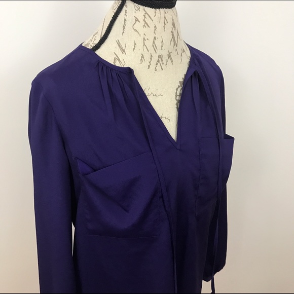 BCBGMaxAzria Purple Tie Neck Blouse S - Picture 4 of 4