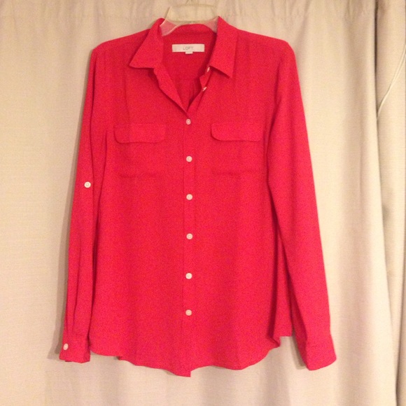 Red long sleeved LOFT shirt