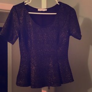 Black gold peplum top