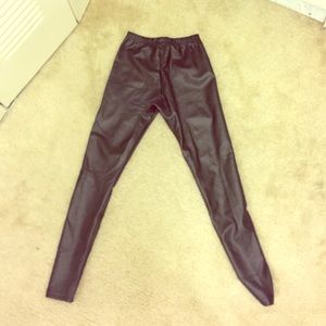 Black leather-like leggings