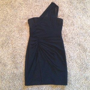 Forever 21 black one shoulder cocktail dress