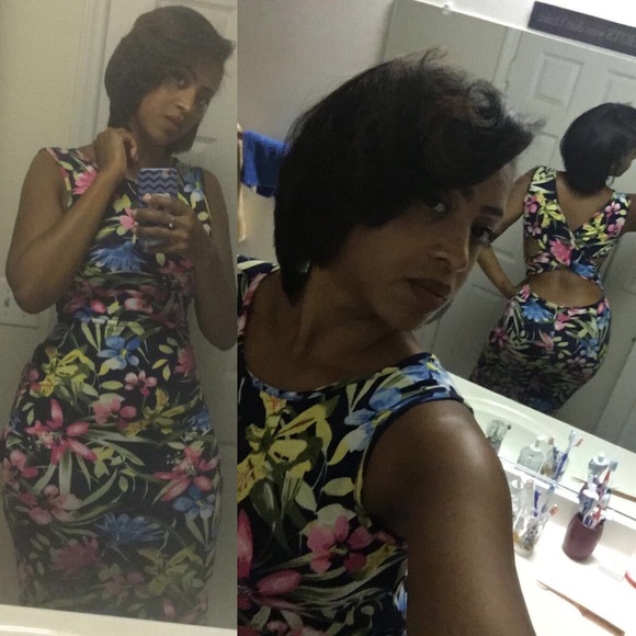 Asos Floral cut-out midi dress