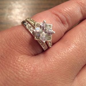 CZ engagement ring and wedding band-beautiful set!