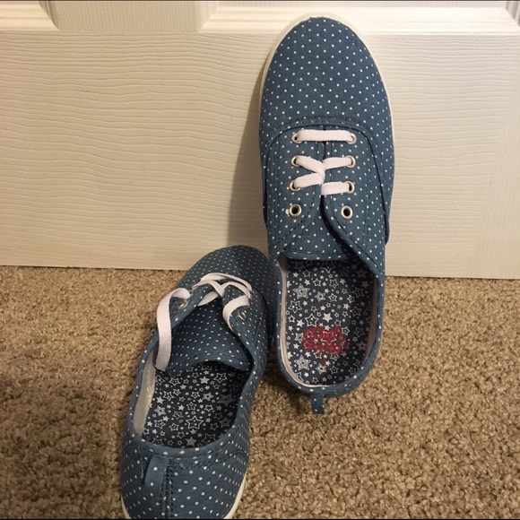 Polka dot tennis shoes. Never worn.  Size 6