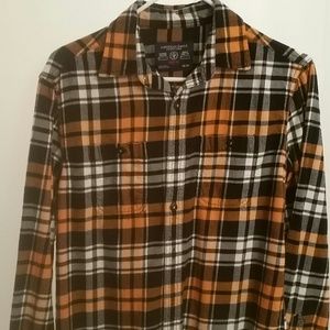 American Eagle guy's XS navy and gold flannel