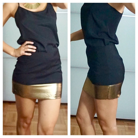 Express Dresses & Skirts - Gold & Black Miniskirt