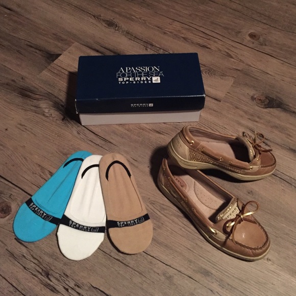 Sperry Boat Shoes with Gold Accents and FREE Socks