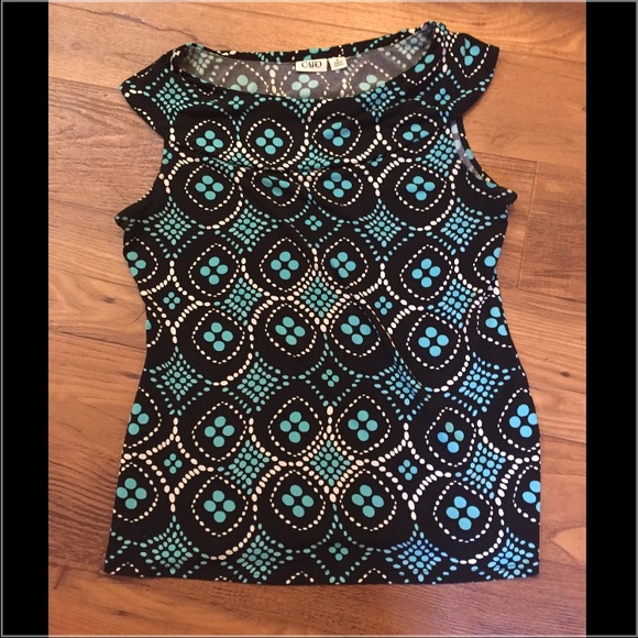 🔵♣️⚪️BLACK WHITE AND BLUE BLOUSE⚪️♣️🔵