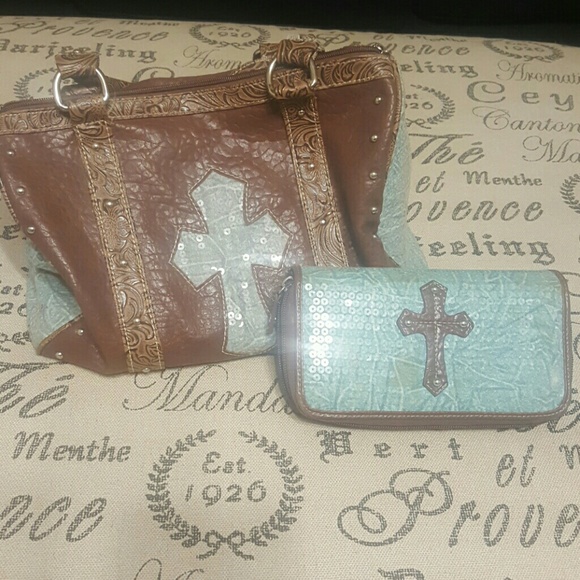 Leather Cross Purse w/Wallet