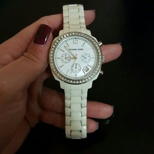 White ceramic michael kors watch