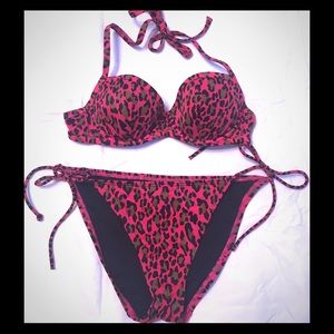 Victoria's Secret Red Leopard Bikini Set