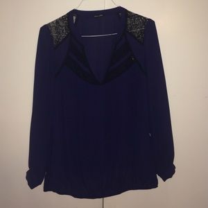 Lace navy blue blouse