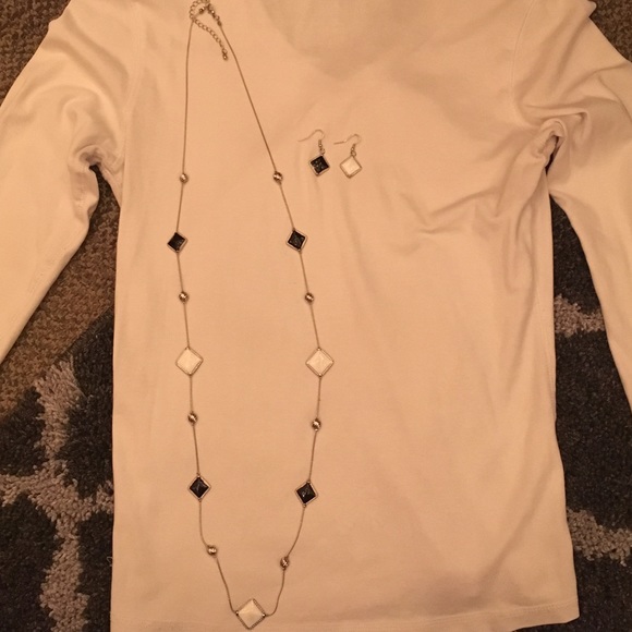 Black and White Diamond Necklace and Earrings