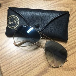 Ray-Ban Gold Light Blue Gradient Sunglasses