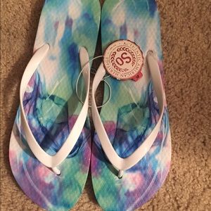 NWT blue and white flip flops