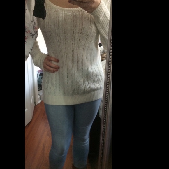 Cream knit oversized long sleeve sweater tunic
