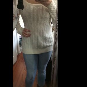 Cream knit oversized long sleeve sweater tunic