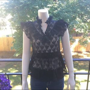 Free People Black Lace Blouse