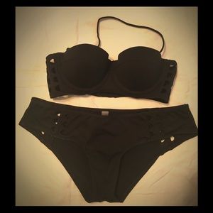 Victoria's Secret Black Balconette Bikini Set